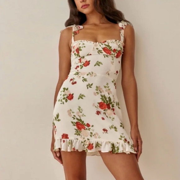Reformation Dresses & Skirts - REFORMATION Christine Ruffle Mini Dress Florence Floral Print Size 6 $218